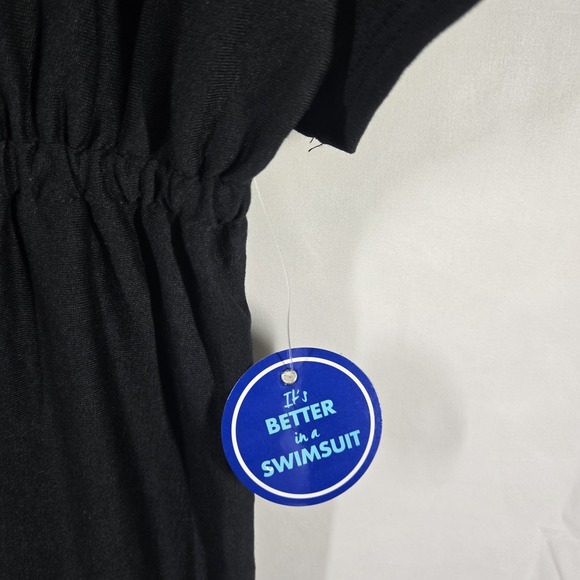 Swimsuits For All Black Swim Cover-Up Dress Size 22/24 Deep V-Neck Boho Print - Picture 6 of 9